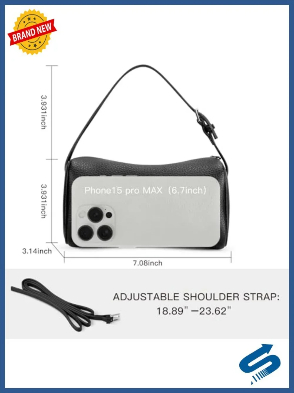 Vegan Leather Mini Crossbody Purse with Adjustable Strap Hobo Bag Barrel Shape